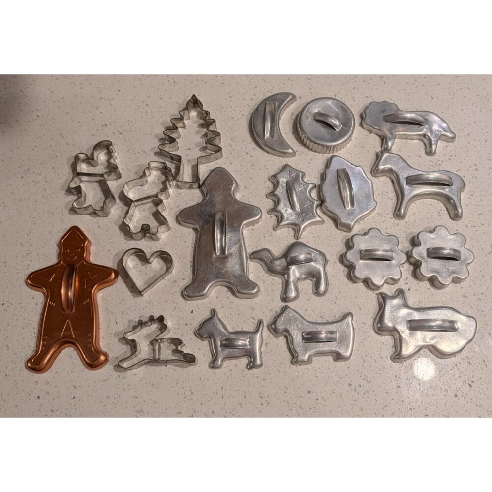 Vintage 1950s Assorted Metal Cookie Cutters Set Of 19